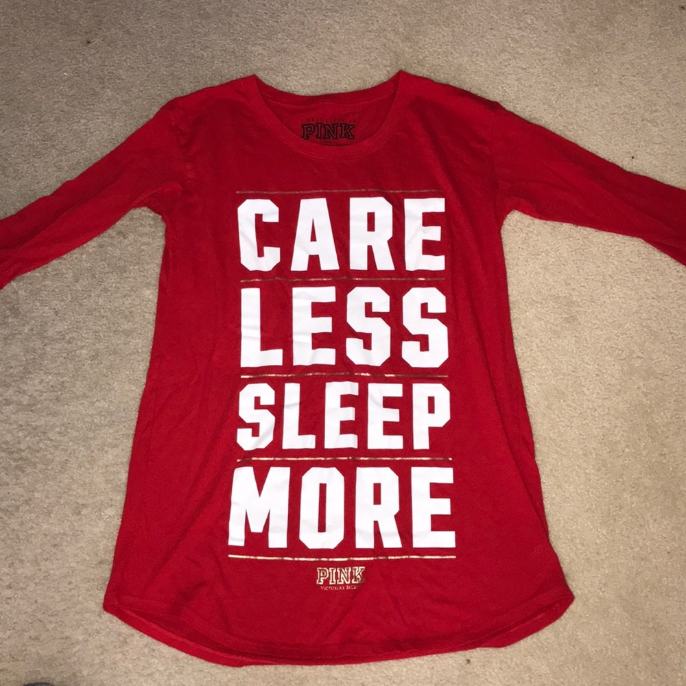 Victoria Secret PINK red crewneck long sleep shirt